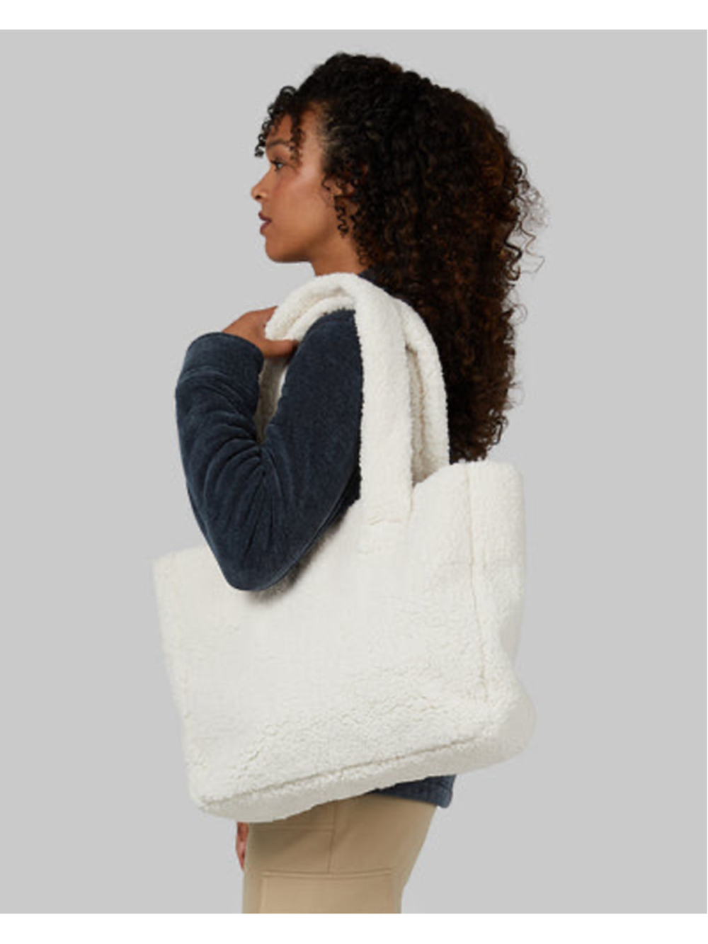 Women's Sherpa Tote Bag One Size cream